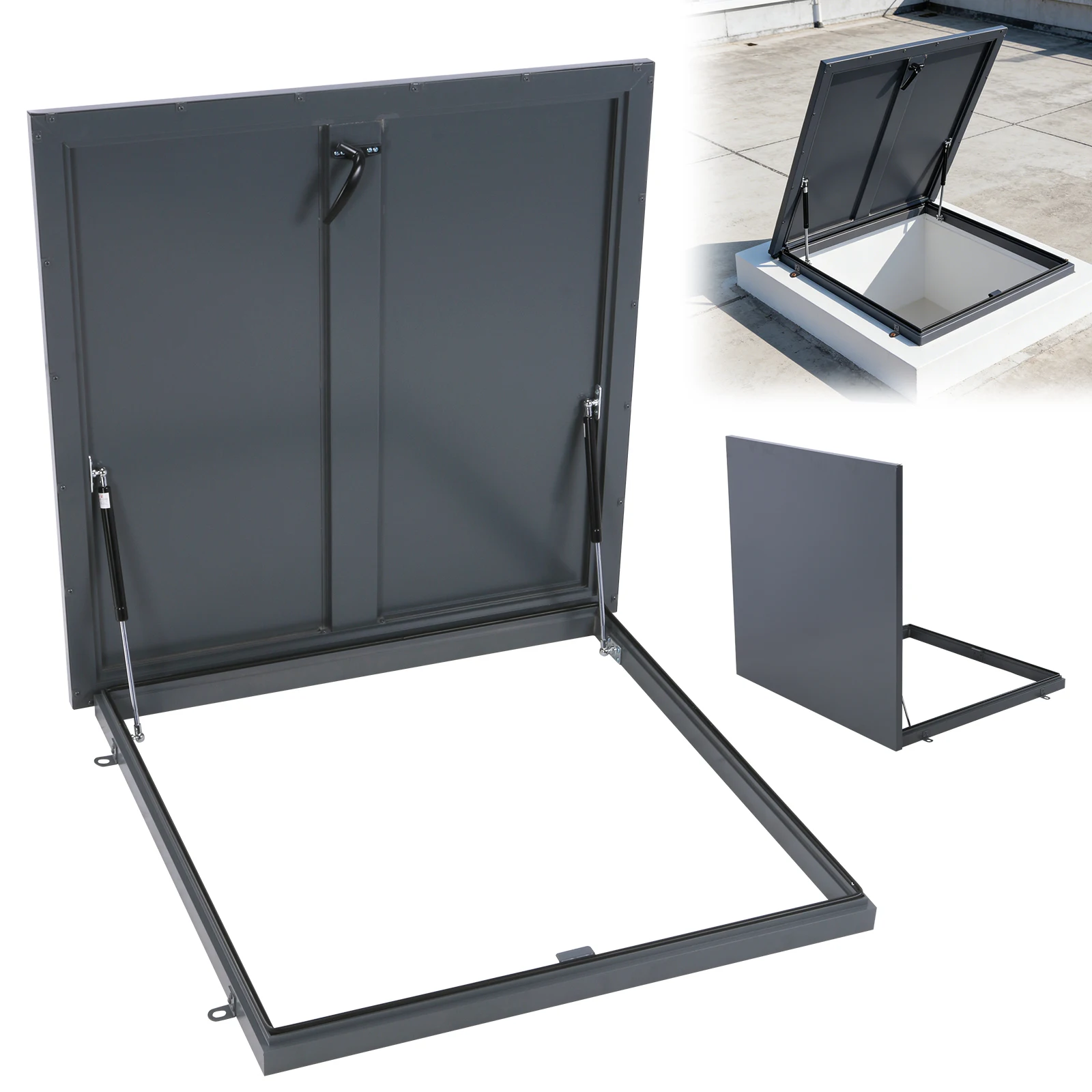 

Люк-окно для крыши 35.83x35.83 дюйма, ветрозащитный, с газовым амортизатором и ручкой, для дома, промышленности, подвала