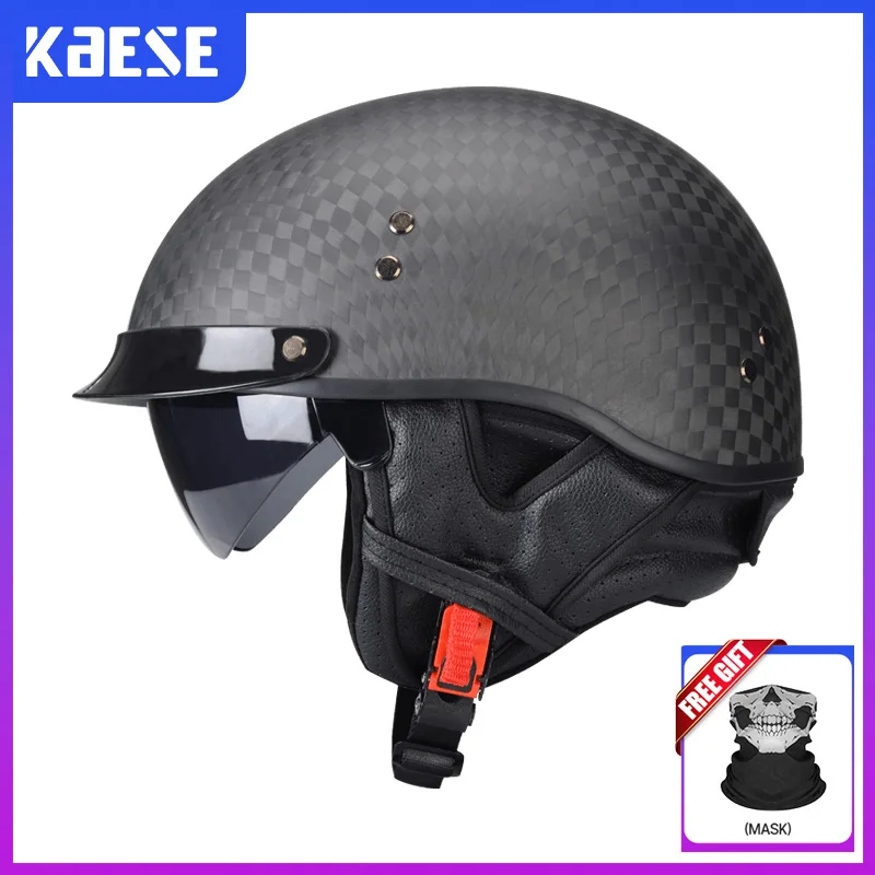 

12K matte black carbon fiber half helmet for electric bikes, motorcycles, summer riding safety helmets, cool and trendy helmet