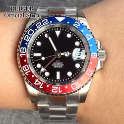 Luxury Dive NH34A 20ATM Waterproof 40mm Black Dial GMT Function NH34 GMT Automatic Watch For Men Jubilee Bracelet Ceramics Bezel
