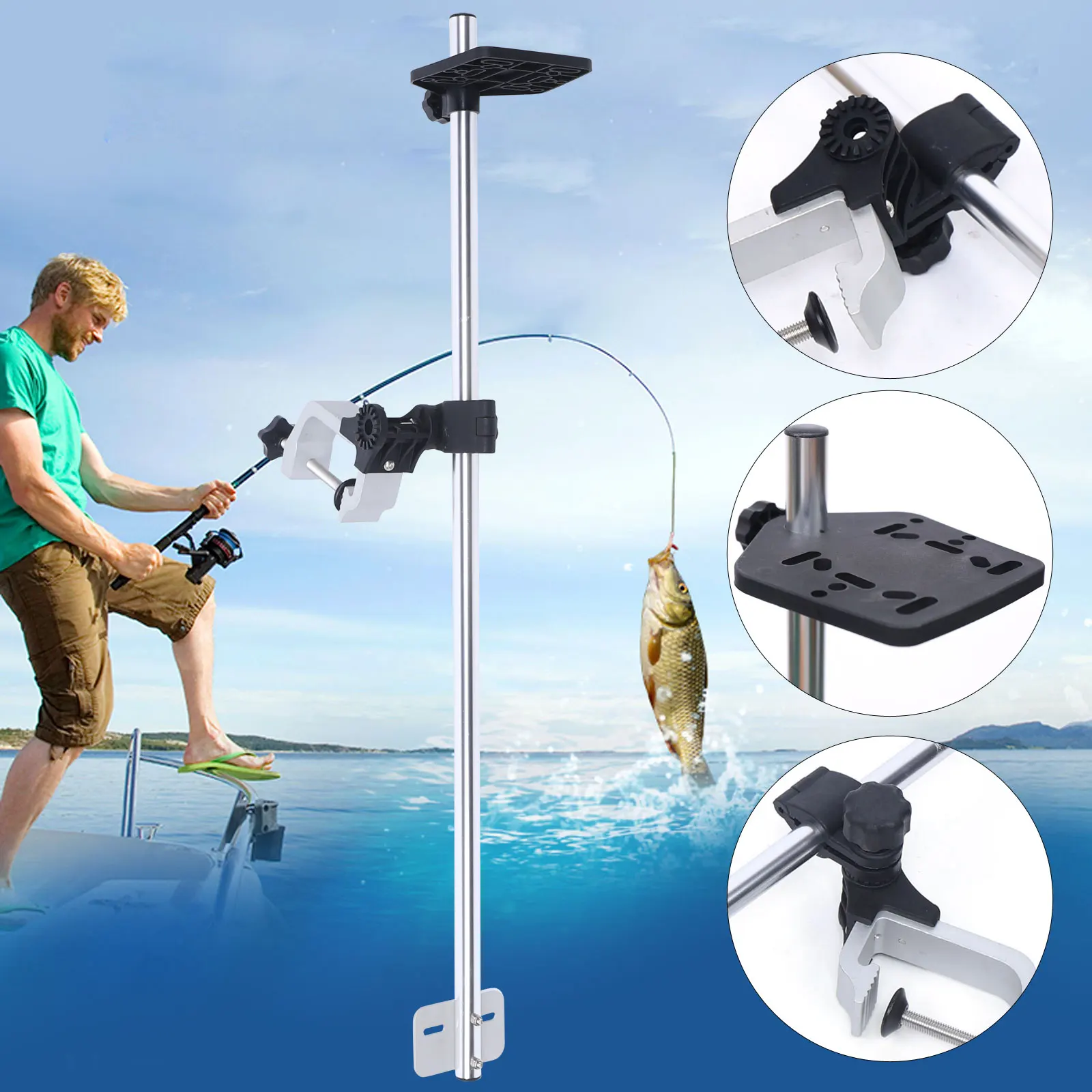 

Portable Adjustable Aluminum Alloy Ice Fishing Pole Bracket Fish Rod Holder Universal Marine Yacht Boat Accessories Fishing Tool