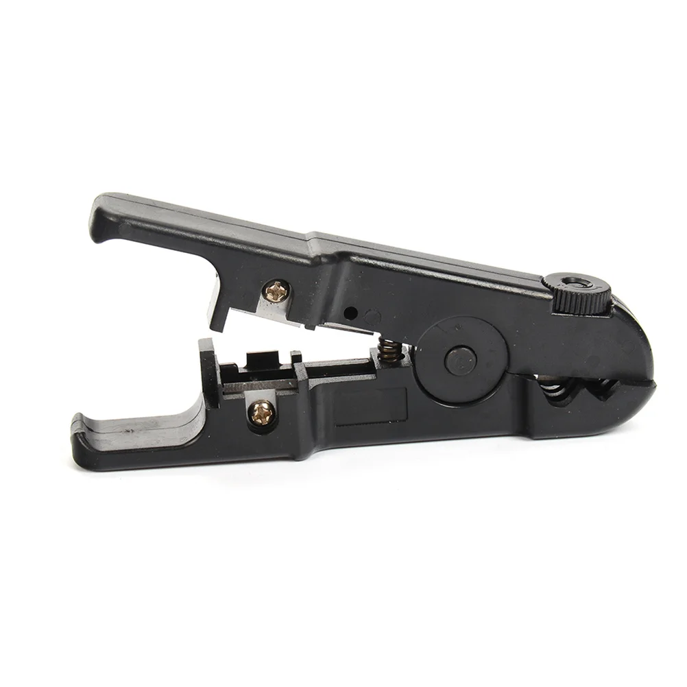 كماشة تجريد الكابلات المحورية، أداة تجريد خط الشبكة متعددة الوظائف باللون الأسود لسهولة التشذيب وكابل الاستخدام المحمول