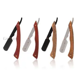 2023 Salon Pro 416 Stainless Steel Straight Razor Sandalwood Wooden Handle Safety Shaver Fit Half Piece Double Edge Blade