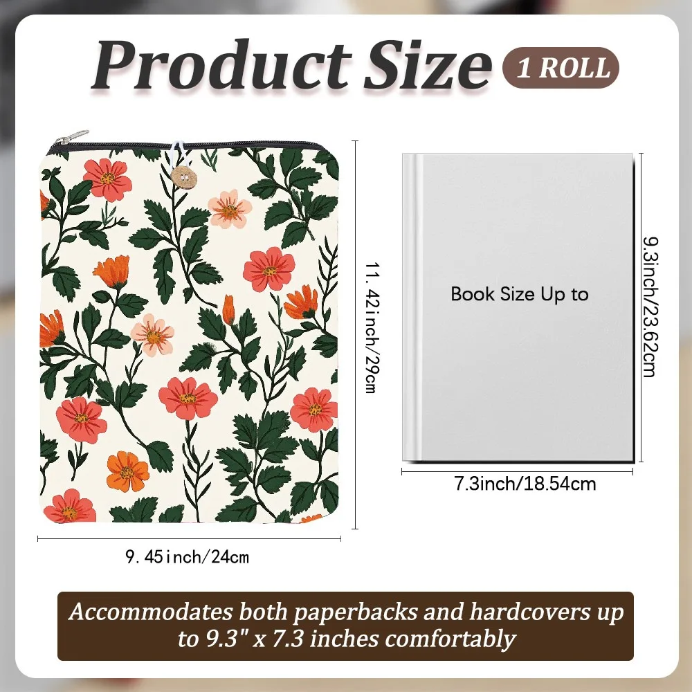 1pc Polyester Book Cover Notebook Wraps with Button Rectangle Flower 290x240mm for Craft Supplies