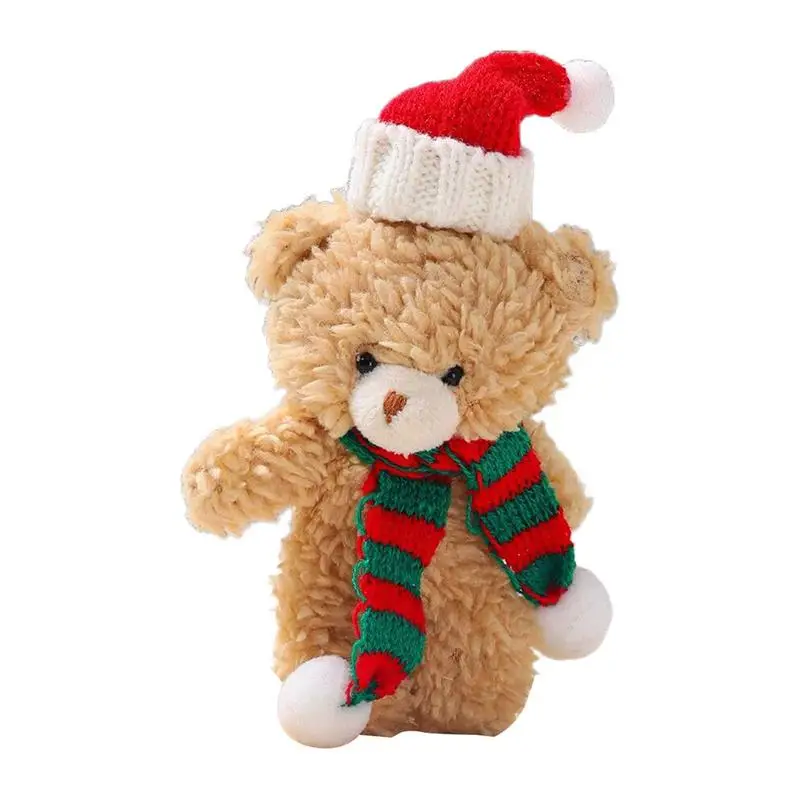 Christmas Bear Stuffed Animal Cartoon Plush Bear Scarf Decorations 6.3in Soft Plush Home Decor Cake Toppers Party Supplies For