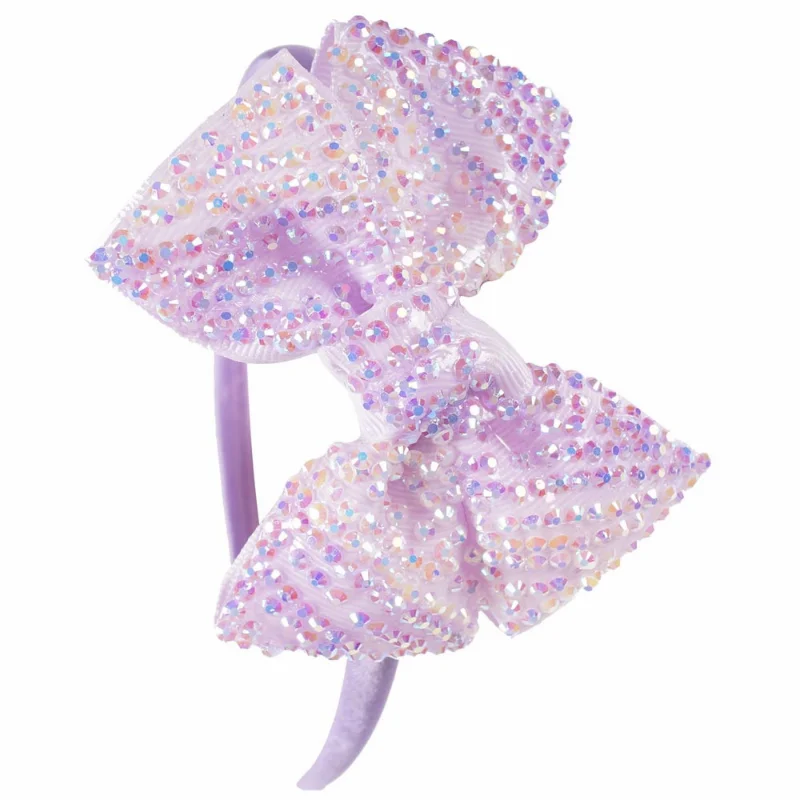 Princess Rhinestone Bow Headband Boutique Children Hairbands Tiara for Baby Girls Kids Candy Color Hair Hoop Accessories