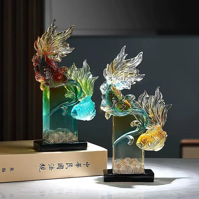 Room decoration wealth making ornaments like fish in water wealth attracting ornaments living room TV cabinets koi fish home dec