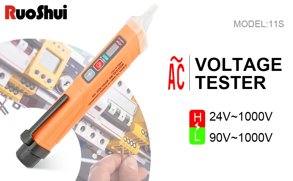 

Ручка-тестер напряжения RuoShui, бесконтактный тестер напряжения переменного тока 24 В-1000 В/90 В-1000 В, тестер электрических цепей, Judgment Live/Zero Line, 2 шт.