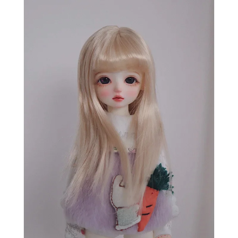 BJD/SDドールウィッグ 女の子用 1/3 1/4 1/6 ブライス 可愛いベビーギフト ブラック ブラウン マルチカラー ロング ソフトシルク ストレートヘア ドールアクセサリー