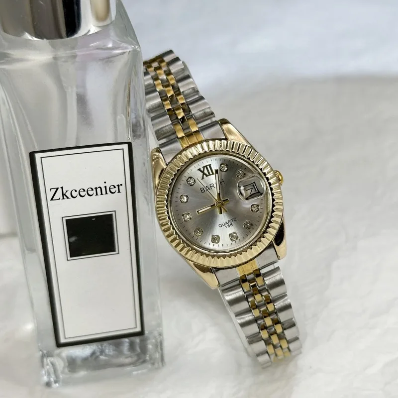 Golden Steel Strip Women's Watch Diamond Studdeed Calendar Watch Casual Ladies Quartz Watch Hot Selling Wristwatches Wholesale