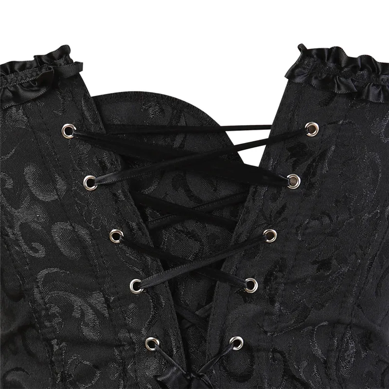 Corset Top Plus Size Women Bustier Overbust Sexy Lace up Zipper Floral Lingerie Vintage Victorian Fashion Black Red DropShipping