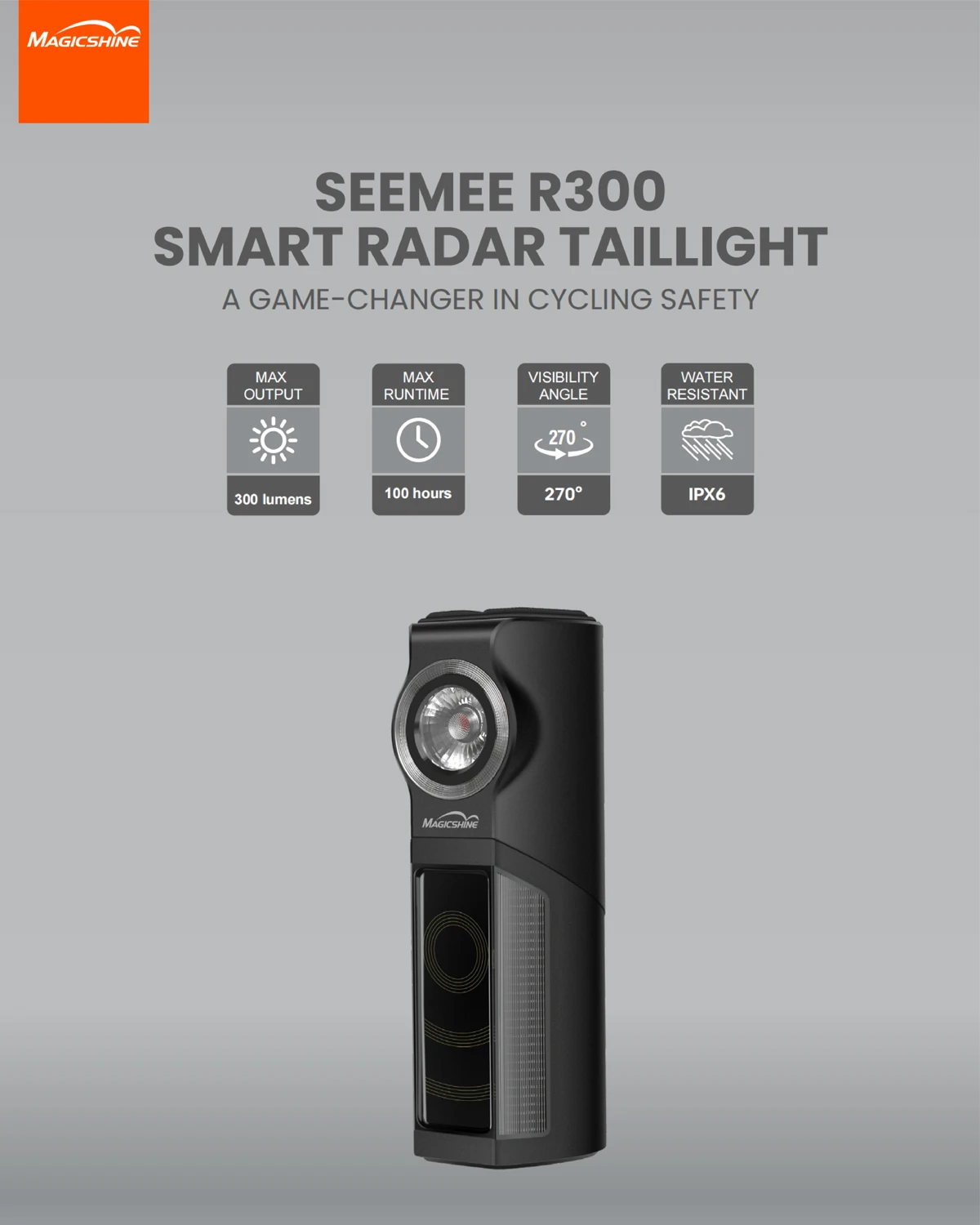 Magicshine SEEMEE R300 Luz traseira de radar de bicicleta Lâmpada