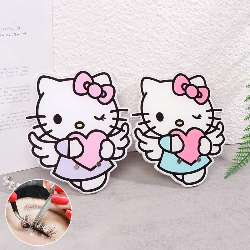 Colorful Sanrio Hello Kitty Shape Magnetic Suction False Lashes Tray Holder Acrylic Eyelash Extension Display Board Makeup Tools