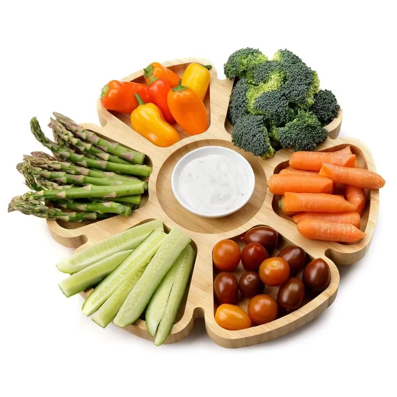 Creative Bamboo Fruit Tray Bamboo Food Tray Rotating Design All Natural Wooden Service Tray