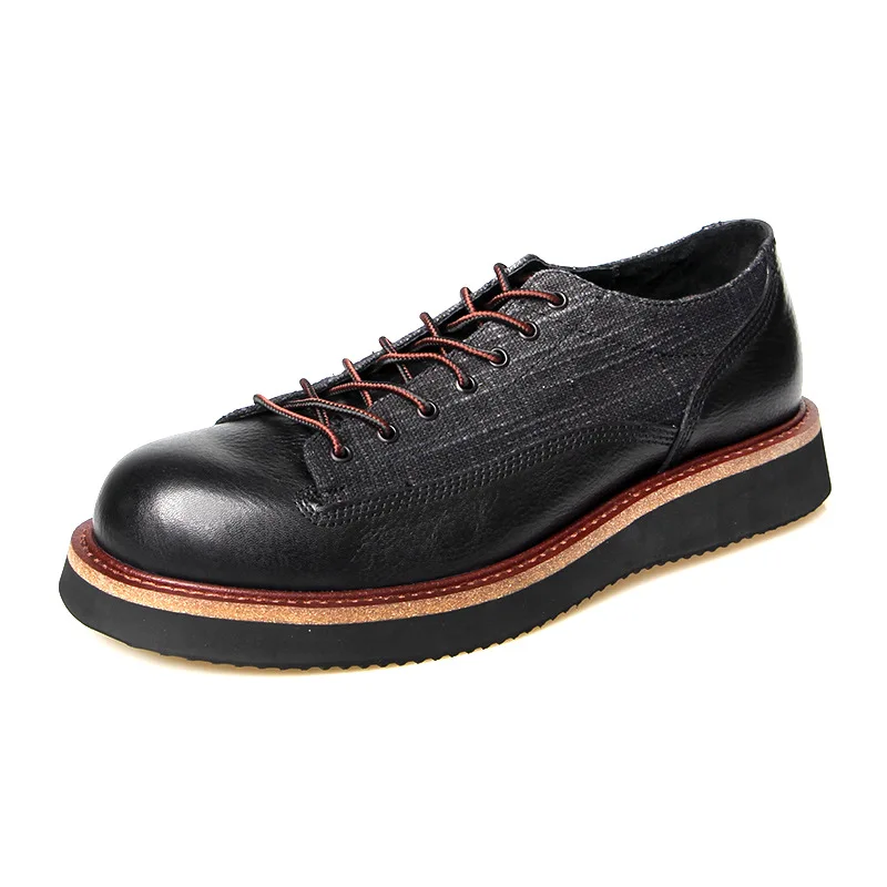 A101 New Fashion Casual Man Flat Shoes Lace-Up Round Toe Real Leather Men Shoes Leisure Male Casual Genuine Leather Dress Shoes