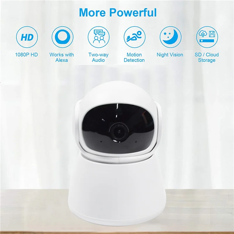 1080P HD Motion Detection Monitor Indoor Surface Mounted Infrared Night Vision Two-way Voice Wireless WiFi Surveillance Camera