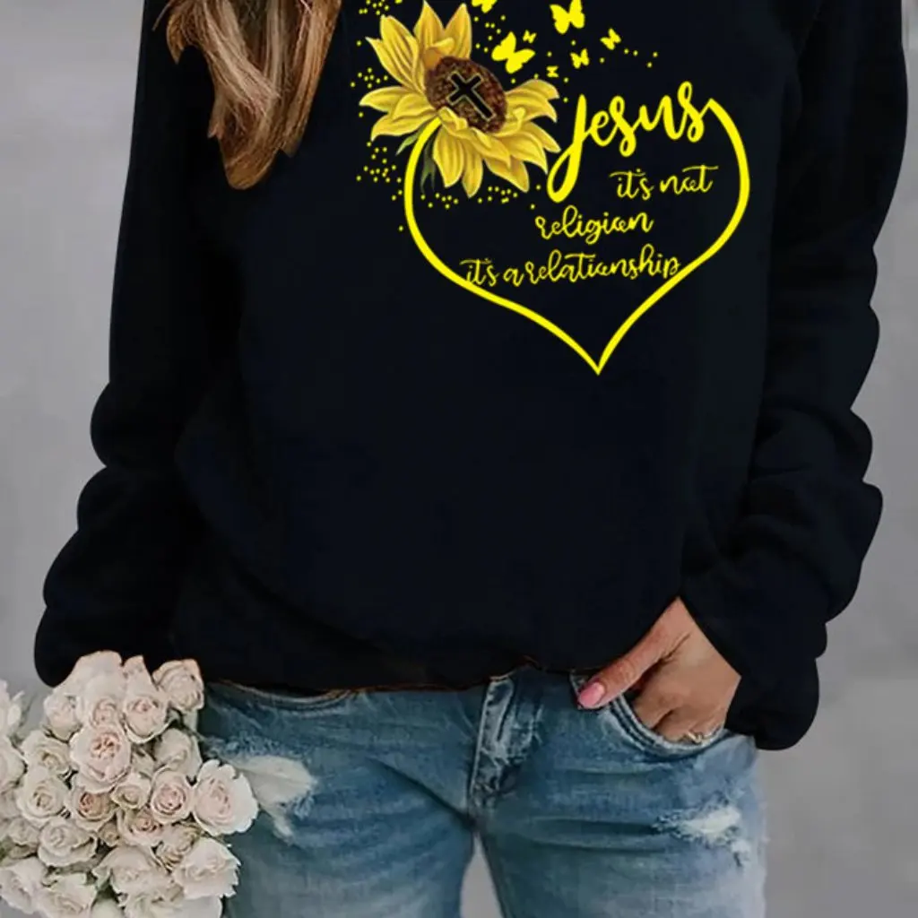 Świąteczna bluza damska z okrągłym dekoltem i kreatywnym nadrukiem liter, modny top w stylu europejskim i amerykańskim.