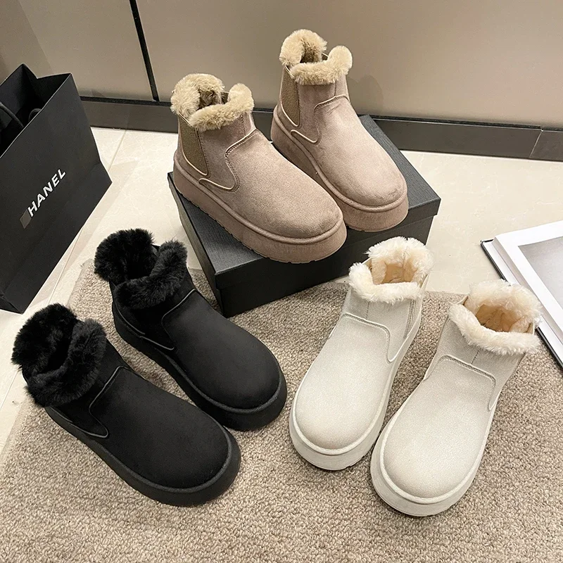 

Winter Women Snow Boots Plush Warm Non SlipWaterproof Ladies Flats Sneakers Casual Slip OnFemale Ankle Boots Botas Muier