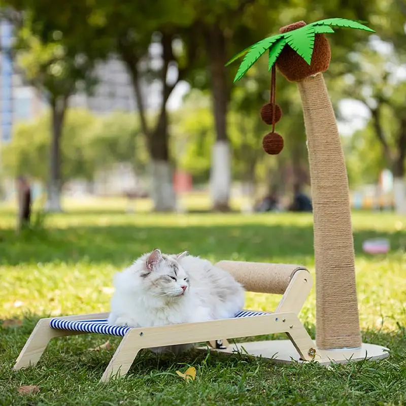 Cat Beach Chair Summer All Seasons Elevated Cat Bed With Sisal Scratcher For Cat Comfort Sleeping Nest House