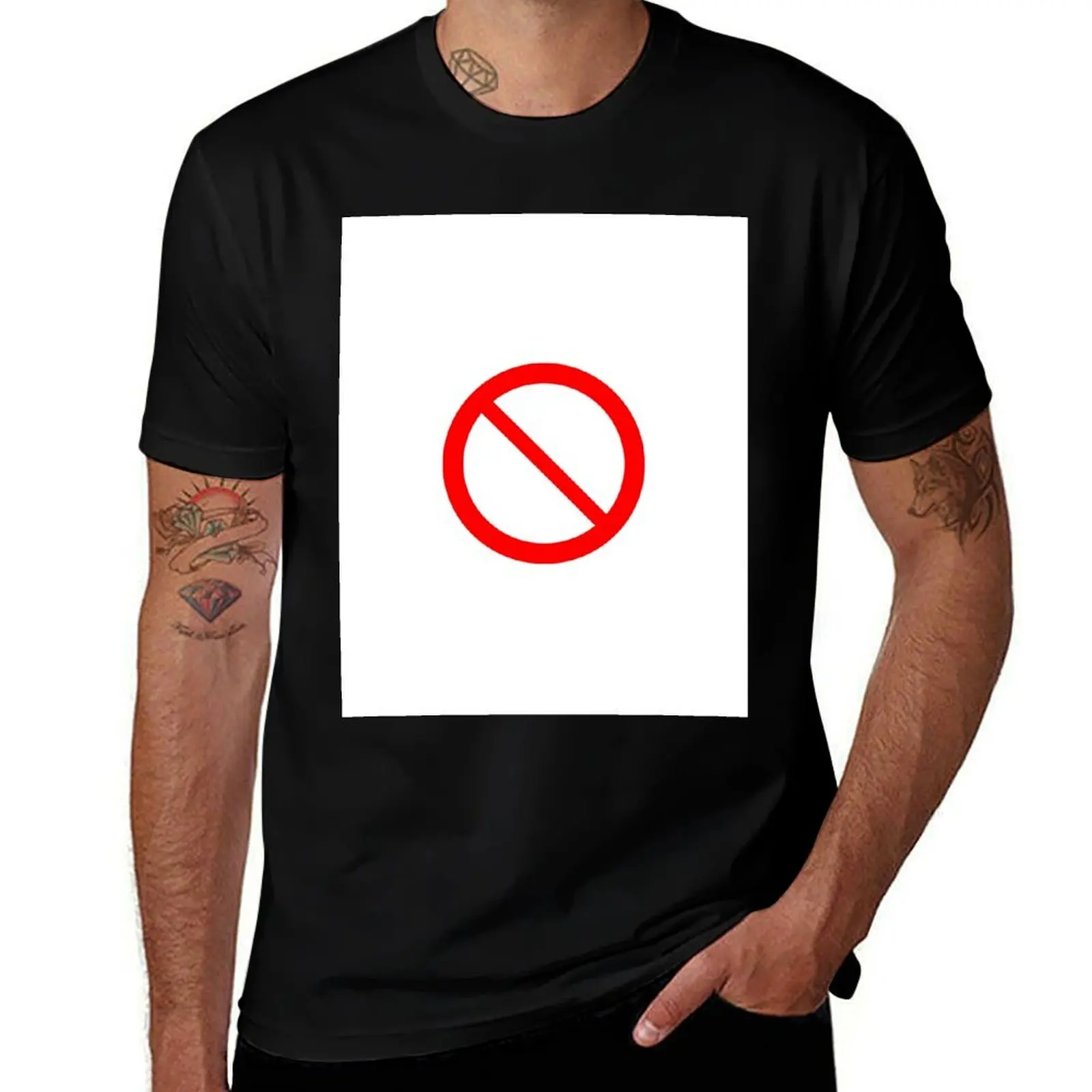 FNF Boyfriend Prohibition Sign T-Shirt Casual Loose Short Sleeve Tee for Men T-Shirt