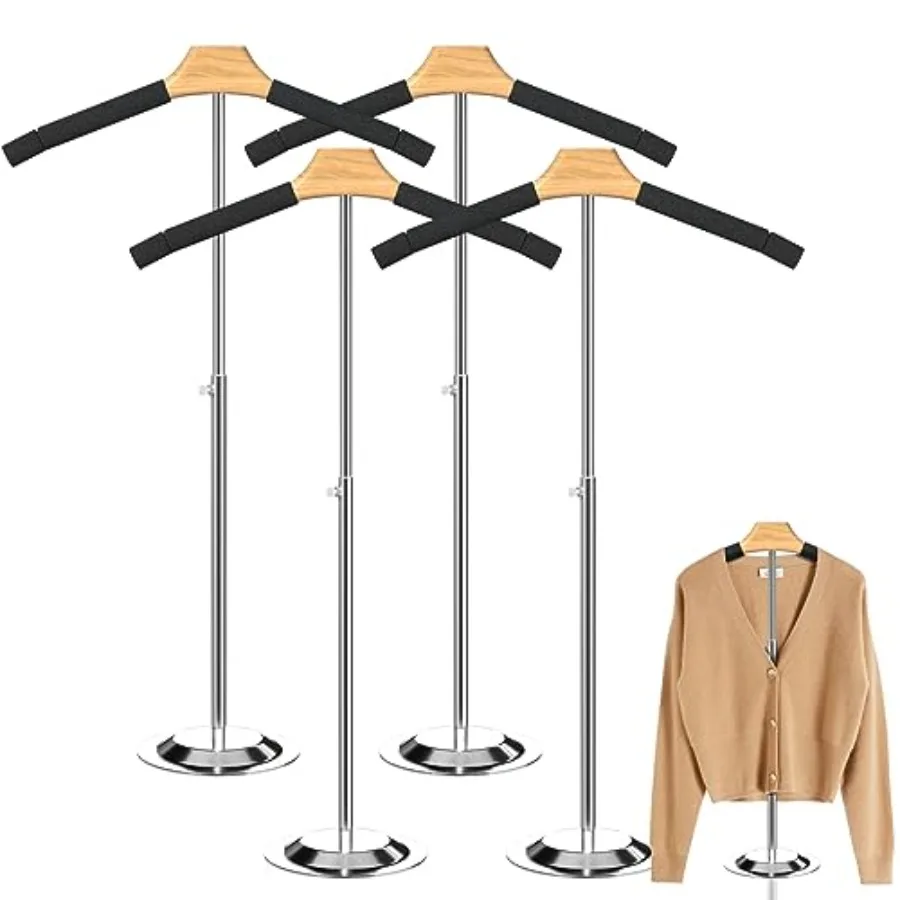

Adjustable T Shirt Display Adult for Vendors 4Pack18-31.1IN Flexible Shirt Rack Shoulder Stand Portable Hanging Metal Clothes D