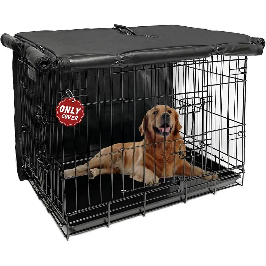 

Crate Cover 48 inch, Large Dog Kennel Cover for Cages with1 2 3 Doors, Waterproof 600D Oxford Fabric Privacy Cover Indoor Outdoo