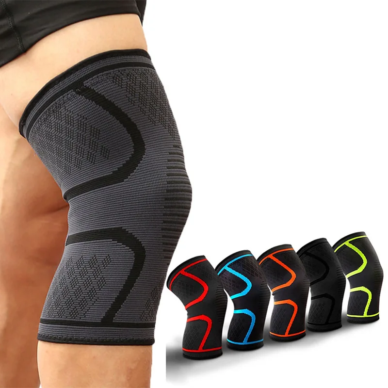 Hot Sell Elastic Breathable Compression Knitted Nylon Sports Knee Protector Guard Support Brace Sleeves For Knee Pain Relief