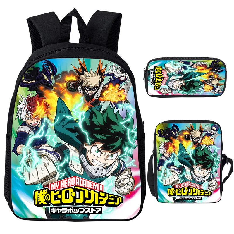 My Hero Academia Deku Backpack 3 Piece Set Anime Student Boys Girls Backpacks Travel Rucksack Boku No Hero Academia School Bags