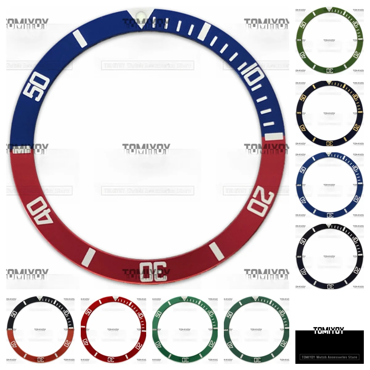 Inserto de bisel de reloj plano de aluminio, azul, naranja, rojo, verde, 38MM, apto para reloj de pulsera mecánico SKX