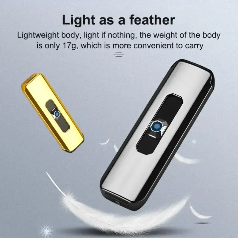 HOT USB Push-up Button Lighter Double-sided Point USB Rechargeable Lighter Windproof Cigarette Lighter Does Not Contain Gas