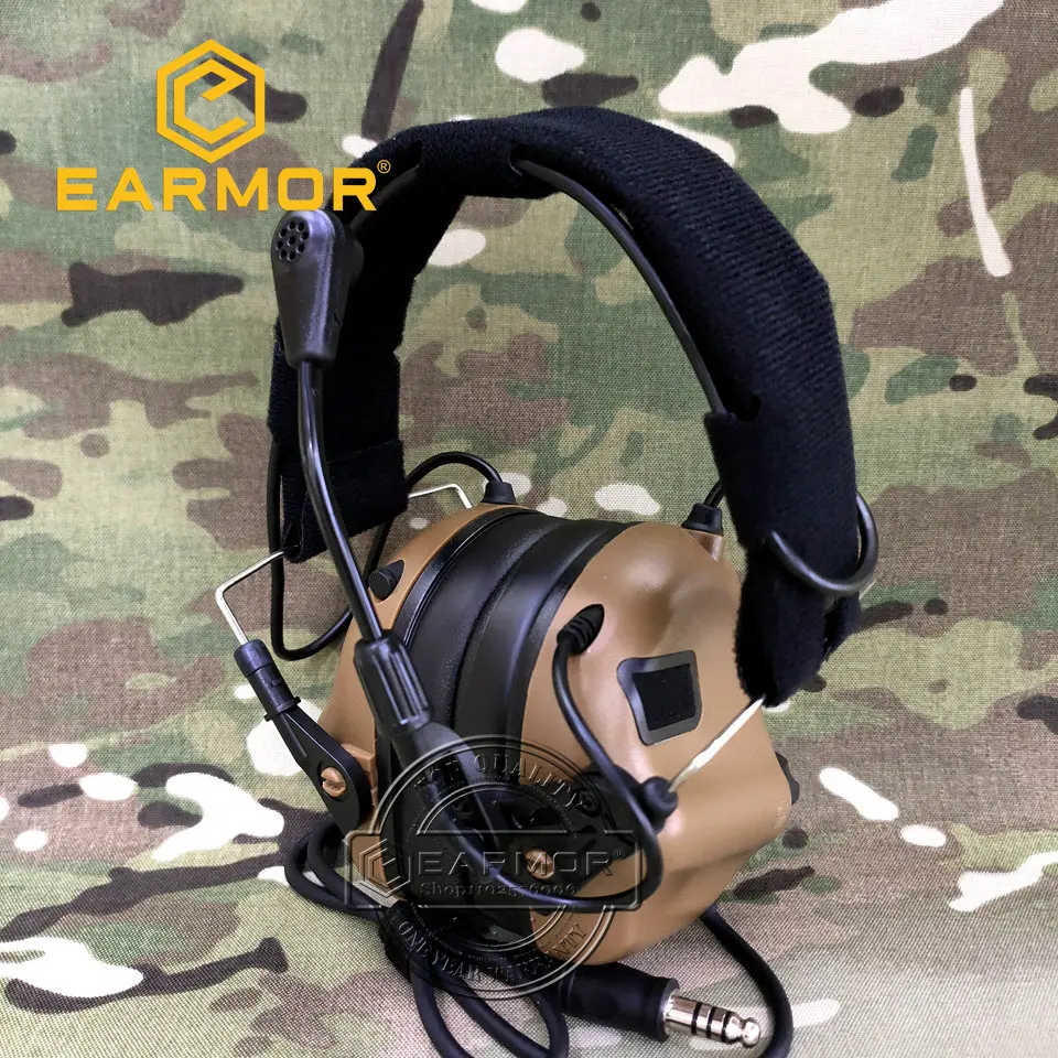 EARMOR M32 MOD4 Tactical Headset &M11 ARC Rail Adapter &M52 PTT Adapter Set for Radio Communication Shooting Noise Clearance