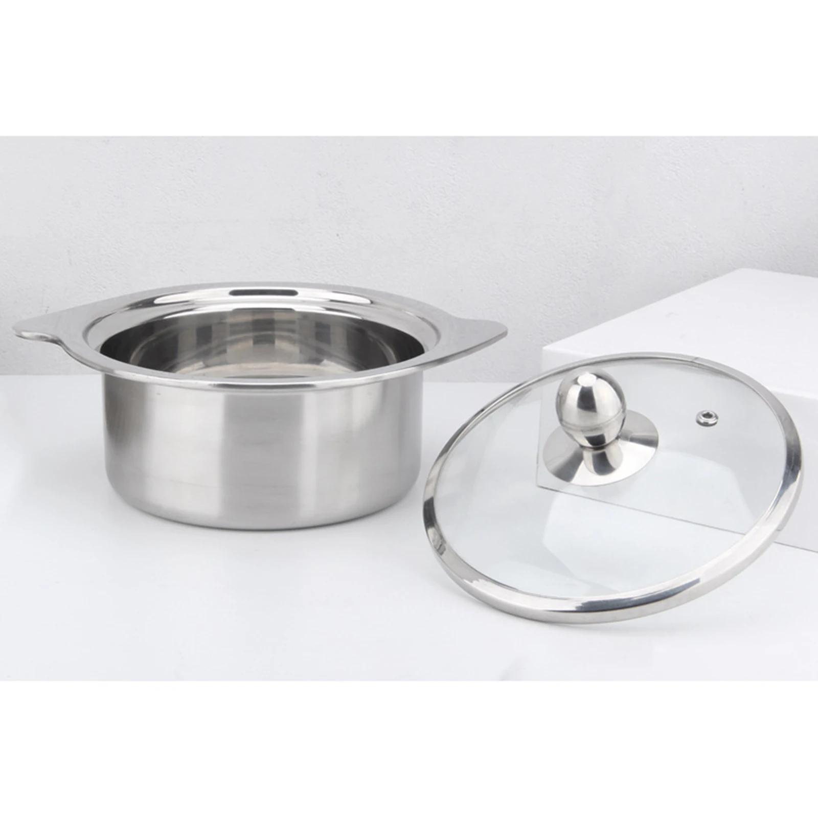 Stainless Steel Hot Pot with Divider Hot Burner Cooking Pot Chinese Dual Sided Soup Cookware for Restaurant Camping Household