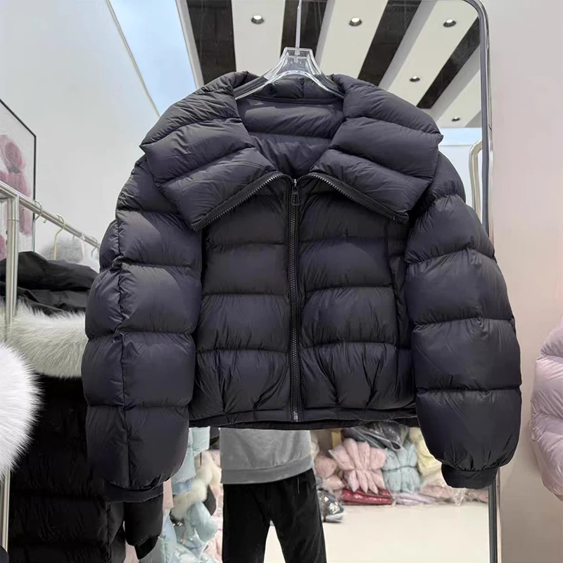 Winter Big Lapel Warm Short Down Jacket Women 90 White Duck Down Thicken Parker Outwears Female Waterproof Zipper Fluffy Jackets