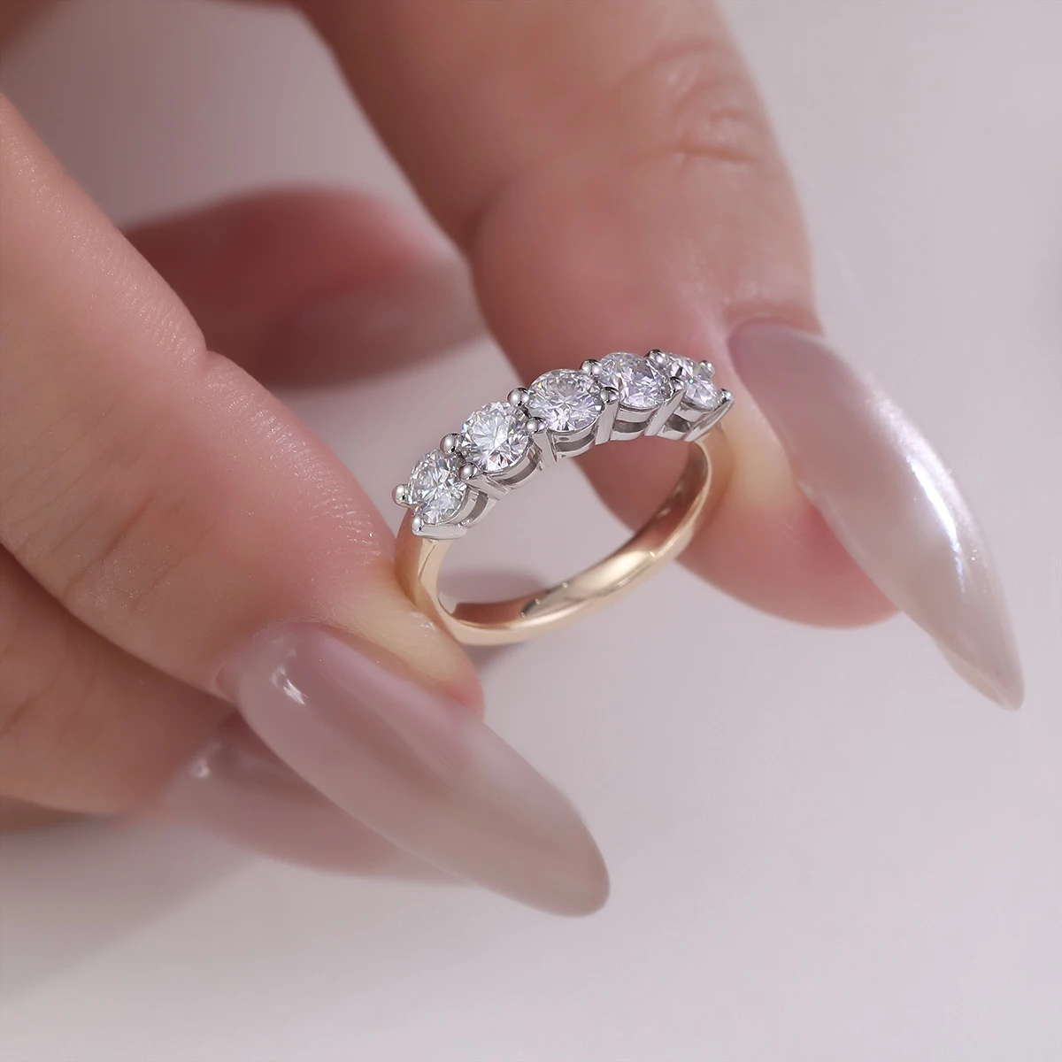 بروفانس خواتم الزفاف الفاخرة لونين الذهب الصلب DEF/VS مختبر الماس مجموعة الحد الأدنى فرقة الخطوبة شخصية مخصصة #6