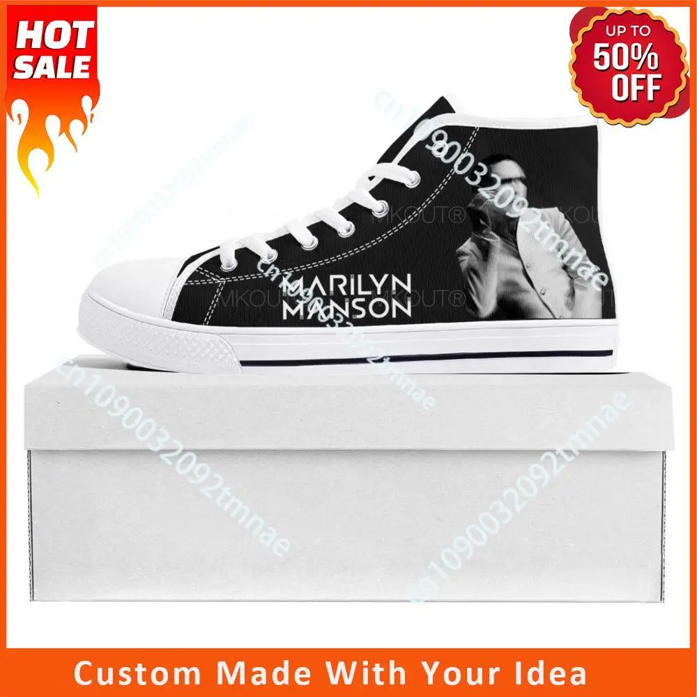 

Rock Band Music Singer Marilyn Manson High Top High Quality Sneakers Mens Womens Teenager Custom Sneaker Couple Shoe Custom Shoe