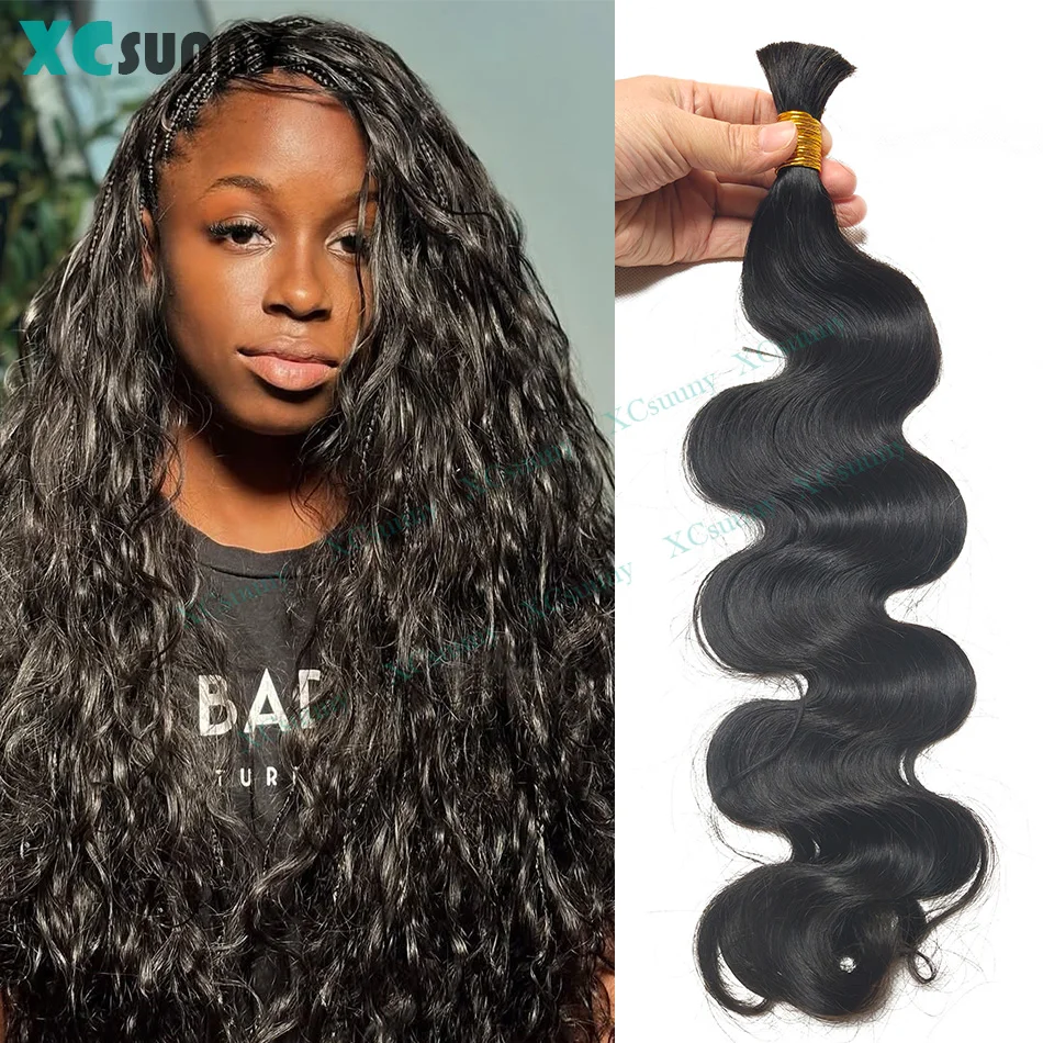 Body Wave Bulk Human Hair For Braiding Double Drawn Bulk Human Hair Bundles For Knotless Braids Wholesale Color 4 30 Available