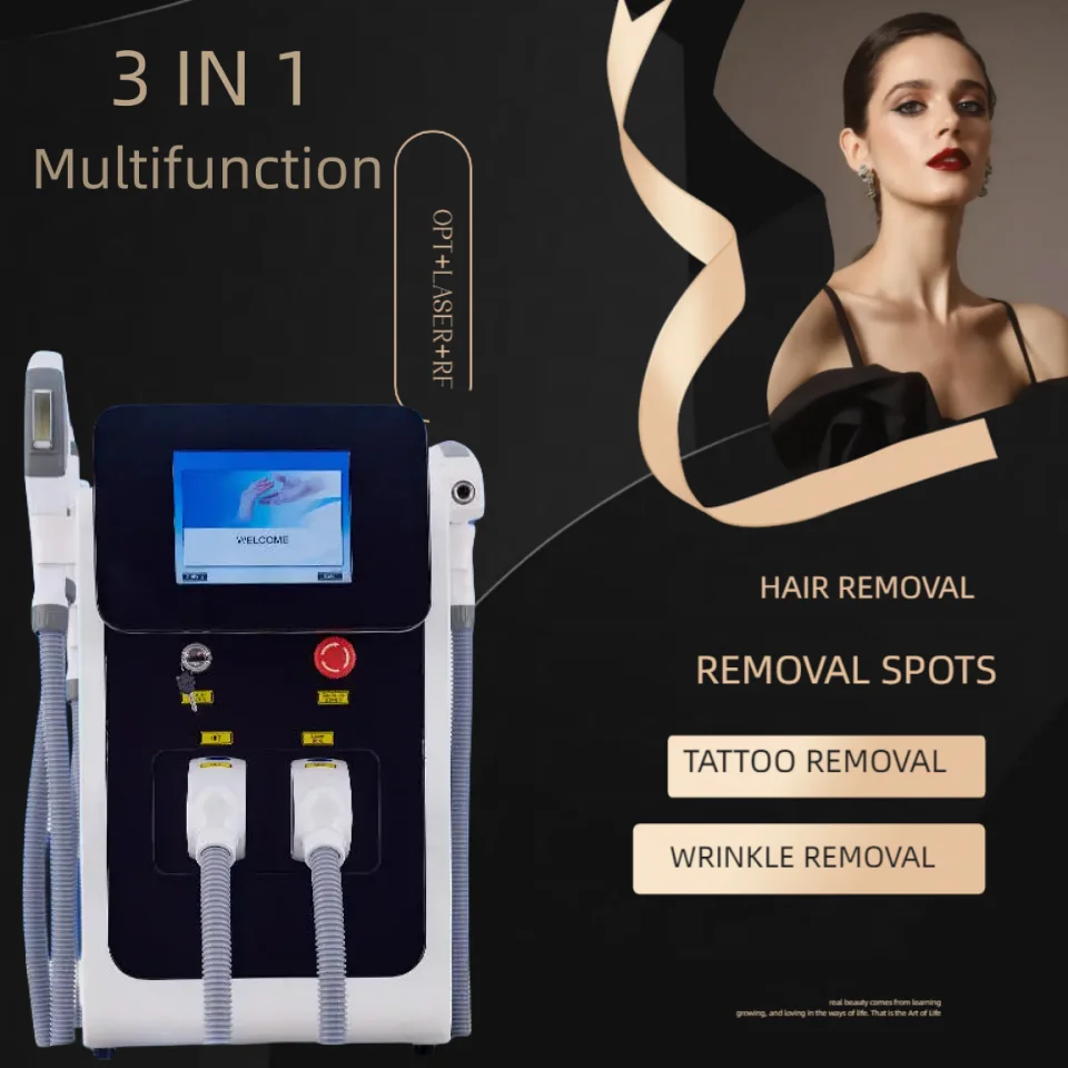 

OPT three in one diode excitation IPL hair removal machine portable ND Yag laser hair removal tattoo professional beauty equipme