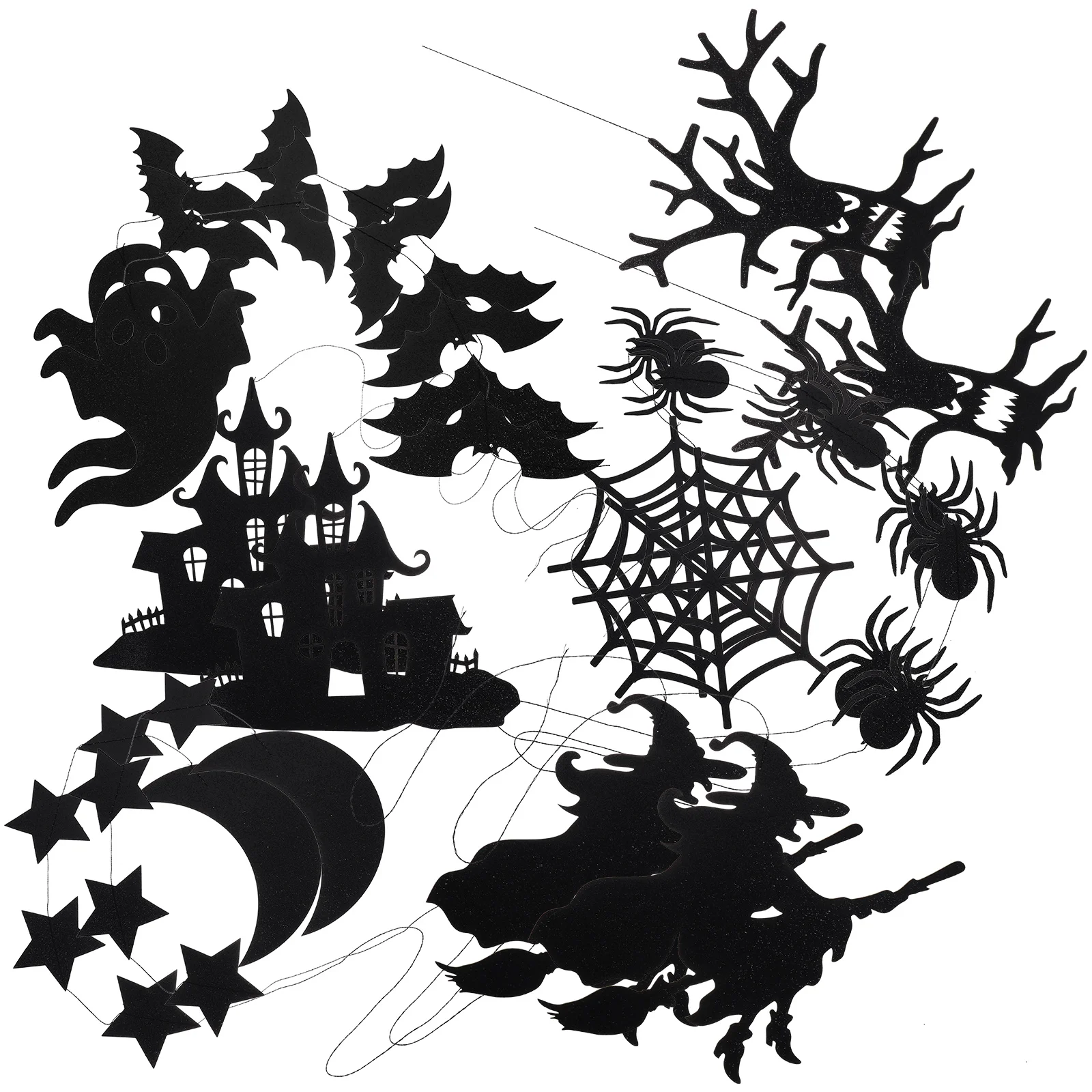 Halloween decoration lace ornaments spider witch ghost bat ornaments ghost festival atmosphere layout props (6pcs/bag) 2 sets