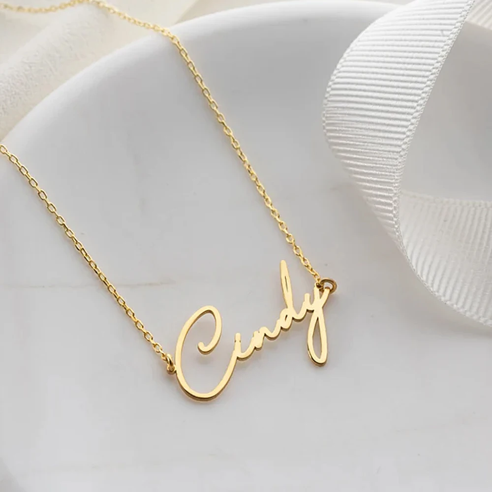 Personalized Handwritten Signature Custom Name Necklace for Women Stainless Steel Customized Jewelry Choker Valentine\'s Day Gift