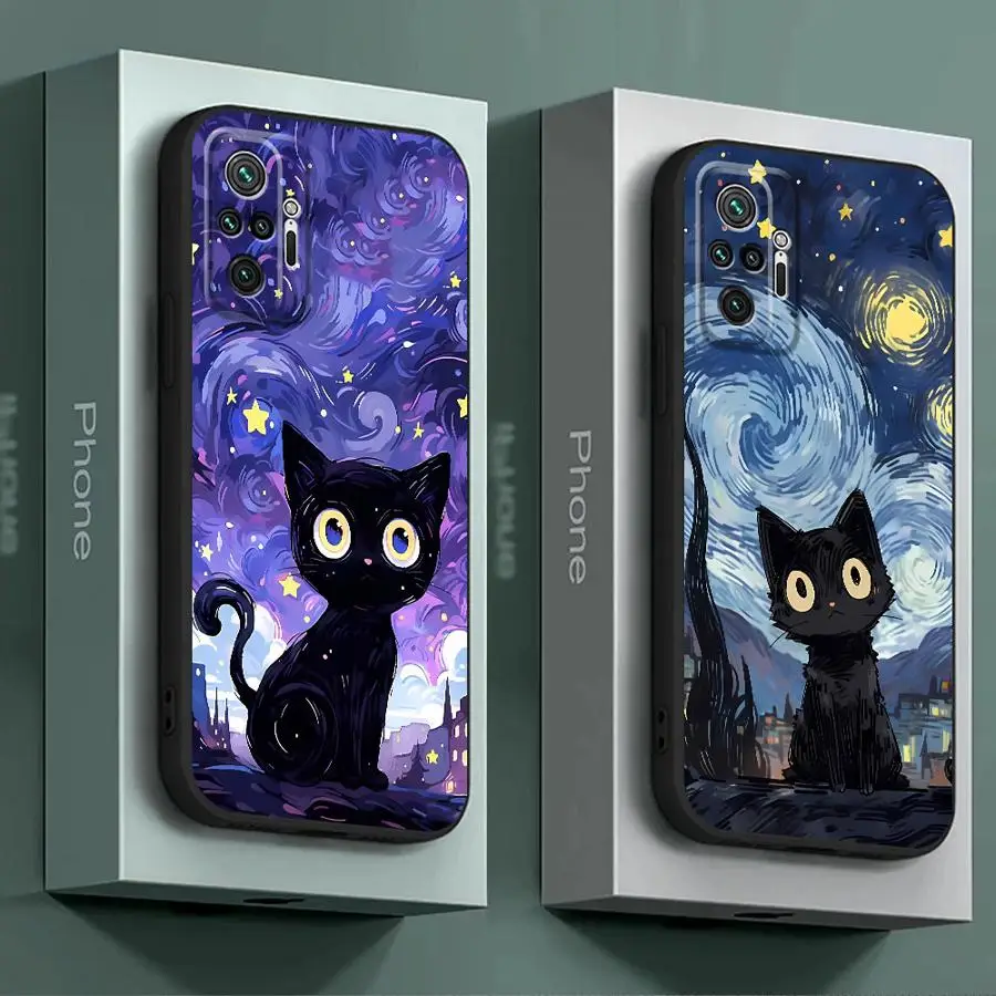 Starry Sky Cat Phone Case for Redmi Note 11S 9S 8T 10S 12S 11 Pro 10 12 9 8 7 13 Pro 9T 10 Luxury Coque TPU Soft