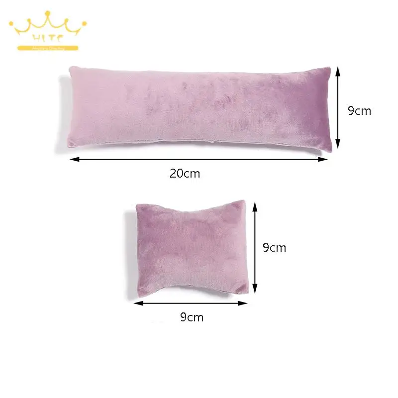 2Pcs/lot Soft Velvet or Leather Pillows for Bangle and Watch Jewelry Disply Organizer Bracelet Holder for Exhibitor