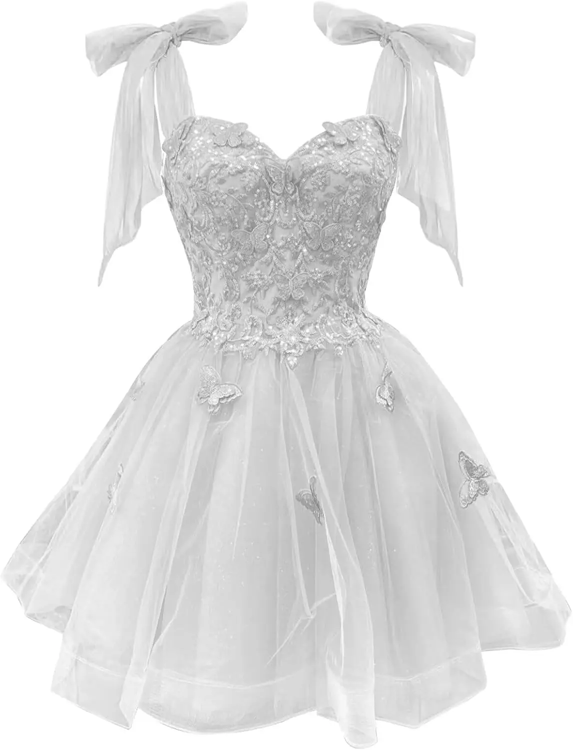 

Butterfly Applique Homecoming Dresses Tie Strap Dresses Tulle A-line Short Prom Dress Cocktail Dress Graduation Evening Dresses