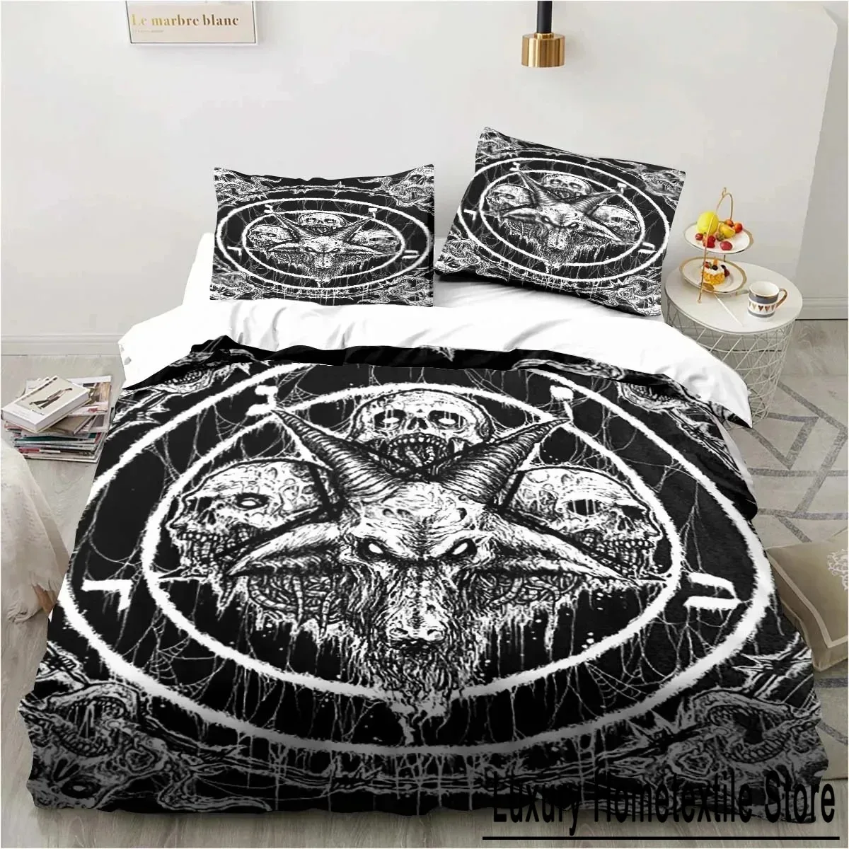 

Сатанинский комплект постельного белья «Дьявол» для мальчиков и девочек, размер Twin Queen, пододеяльник, наволочка, кровать для мальчиков и взрослых, модный домашний текстиль, текстиль