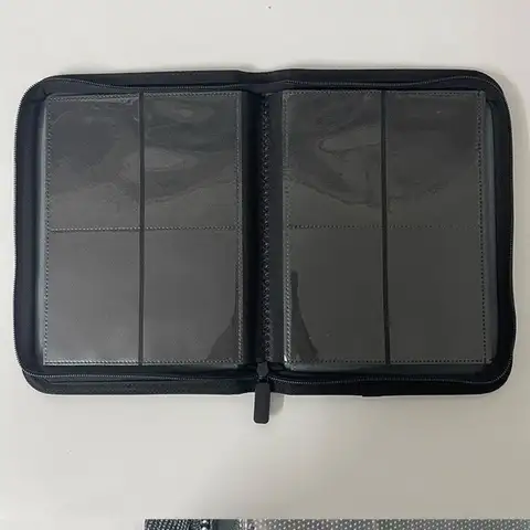 Segregator na karty z 4 kieszeniami, 160 miejsc na karty, album na karty kolekcjonerskie, okładka PU, zamek błyskawiczny, album na karty z bocznym ładowaniem.