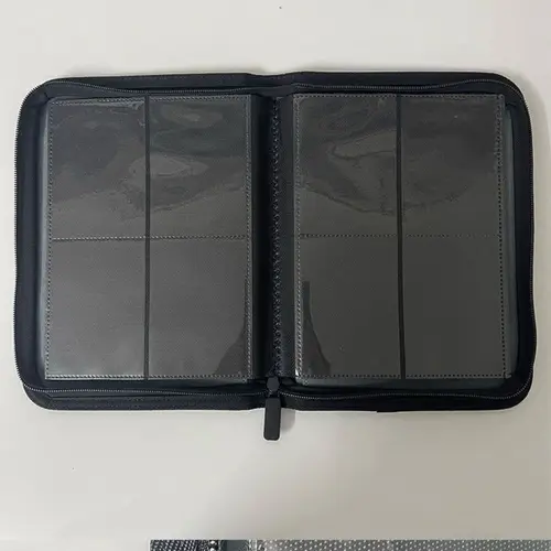 Carpeta de tarjetas de 4 bolsillos, 160 ranuras para tarjetas, soporte para tarjetas comerciales, cubierta de PU, cierre de cremallera, carpeta de tarjetas de carga lateral, álbum