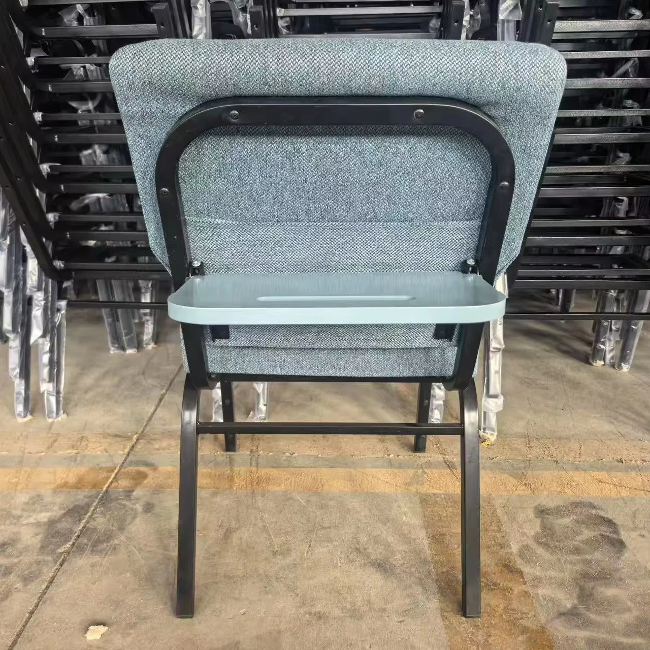 Modern Folding Auditorium Chairs with Desk Fabric Theatre Furniture, Designed for Churches,Schools and Retractable Student Seats