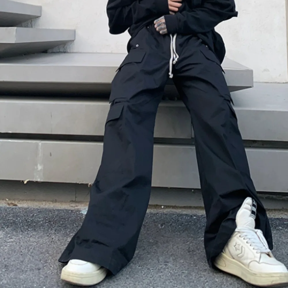 

NIGO FHDX Retro High Street Workwear Casual Pants Diablo Ro Style Black Workwear Wide Leg Pants Hundred Pants #NGTOP11239