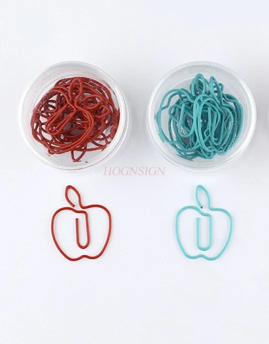 10pcs Colored Apple Paper Clips Creative Shaped Paper Clips Shaped Fruit Clips Office Supplies