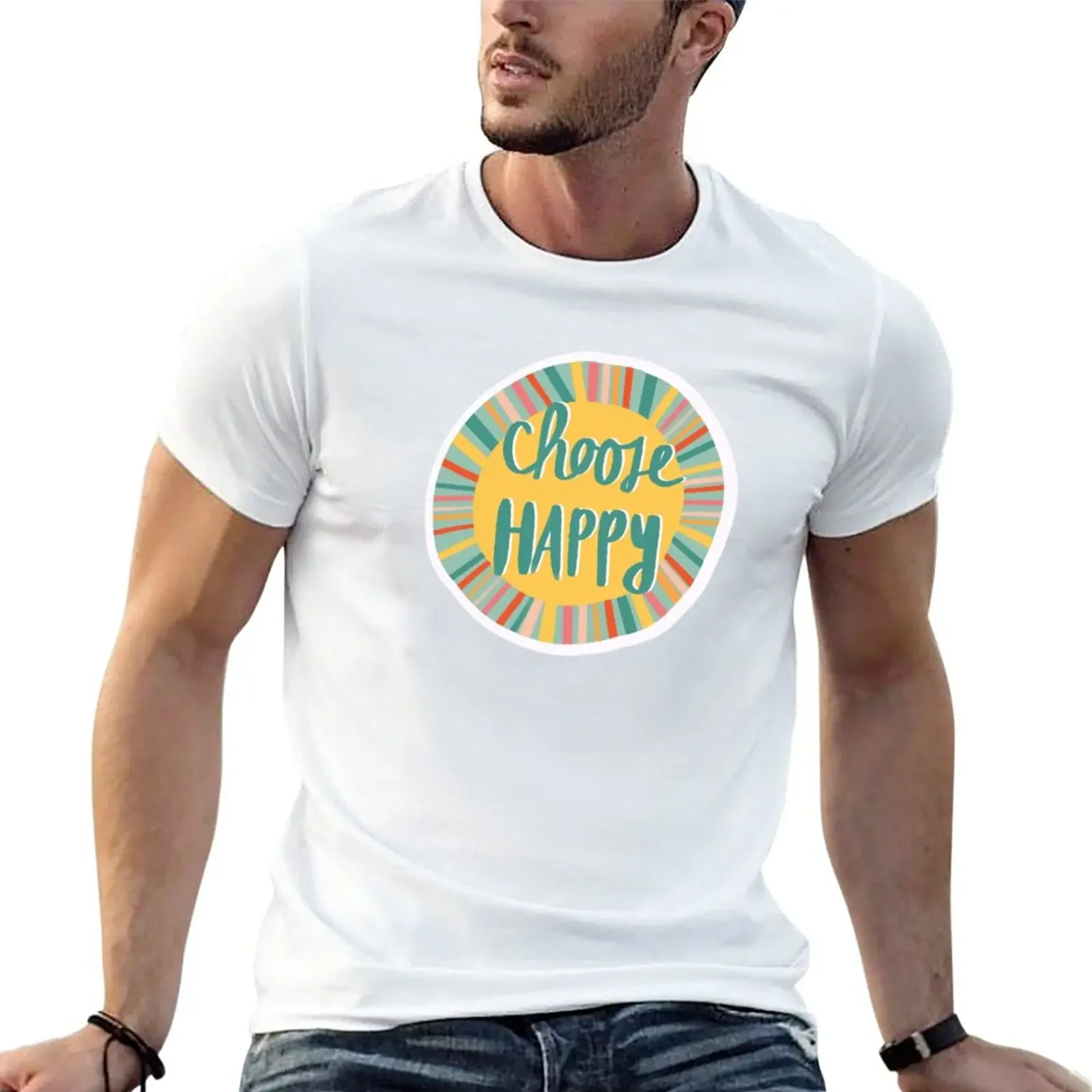 

Choose happy T-Shirt sweat plus size tops Men's t shirts