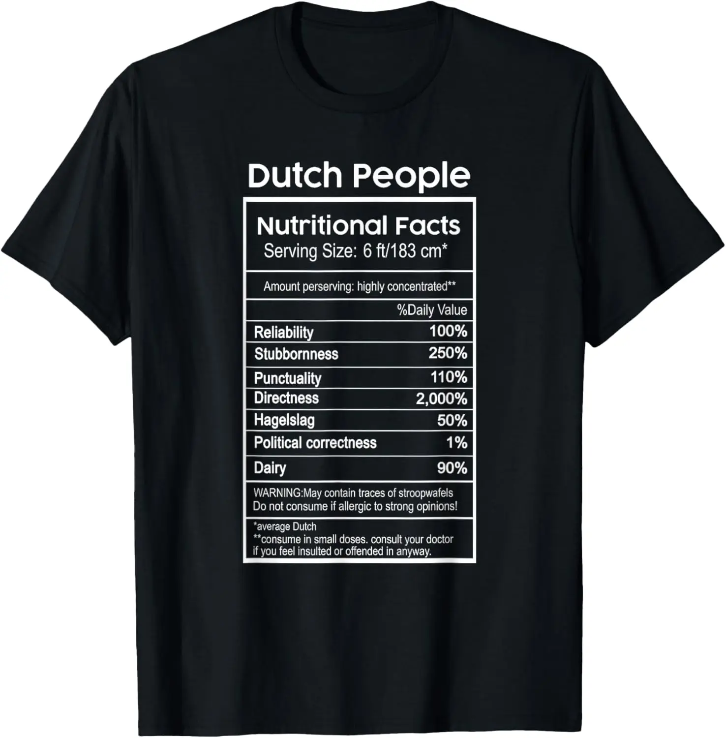 Dutch People Nutritional Facts Netherlands T-Shirt