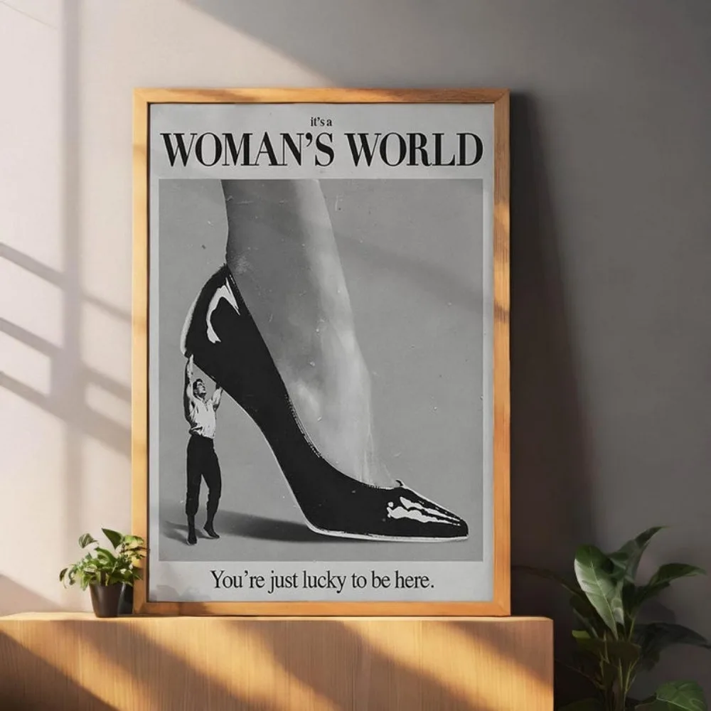 لوحة فنية جدارية مطبوعة على شكل امرأة ريترو ريترو بدون إطار، لوحة قماشية لغرفة النوم، طباعة فتاة الموضة